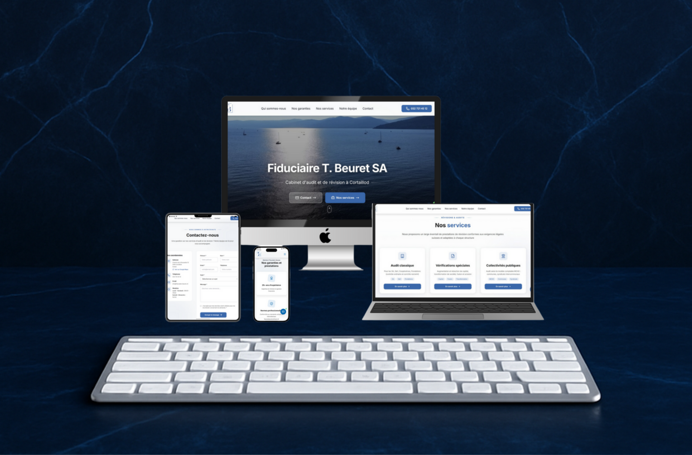 Site web pour Fiduciaire T. Beuret SA - Cabinet d'audit et révision en Suisse avec présentation des services comptables
