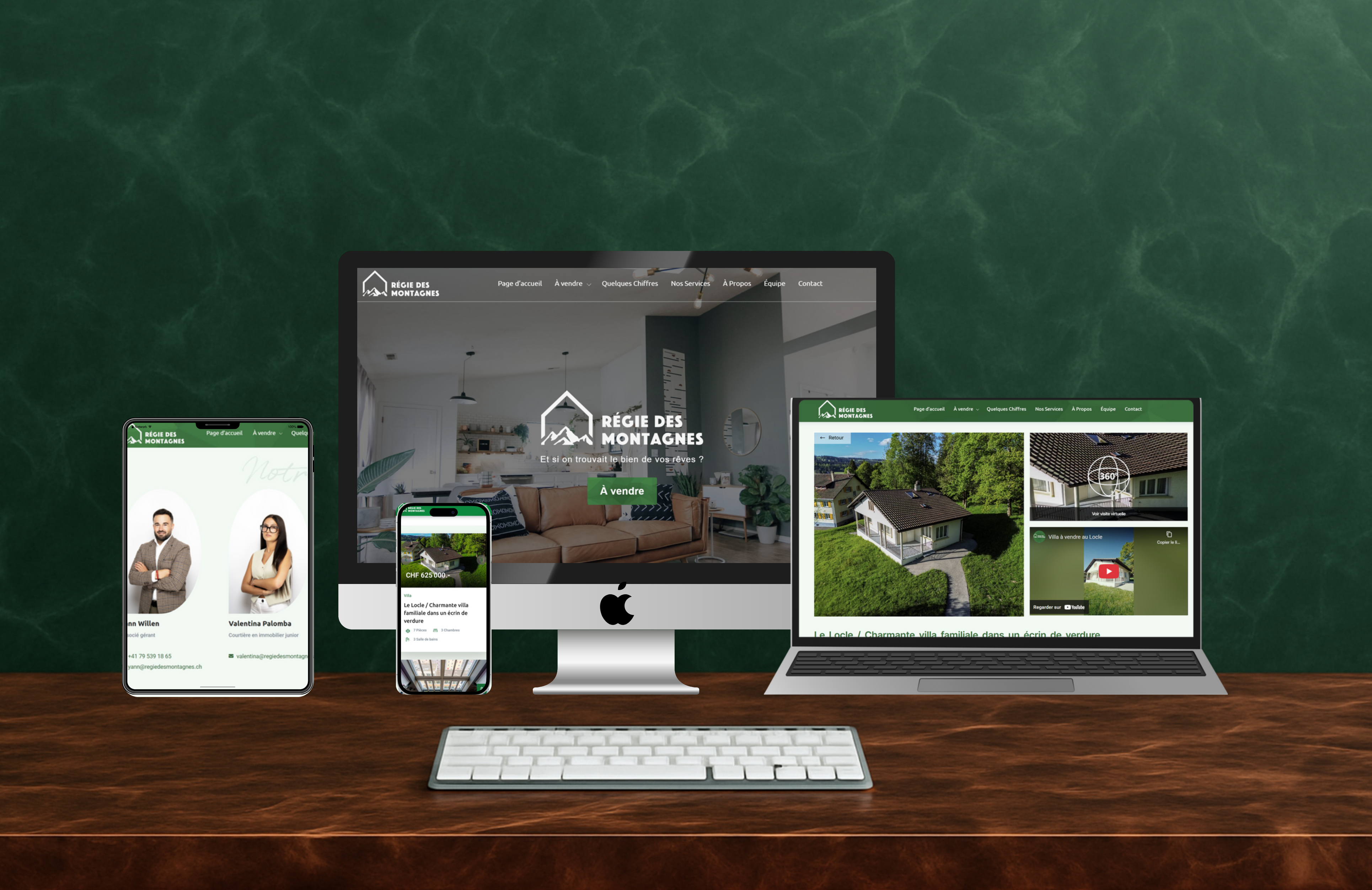 Site web Neuchâtel pour Régie des Montagnes - Création site internet immobilier avec catalogue de biens par Prime Code